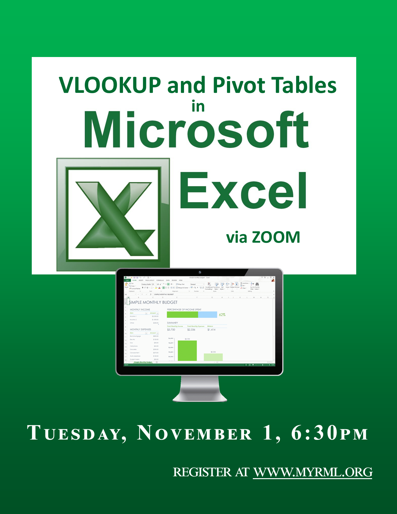 Vlookup and pivot tables in excel zoom rogers memorial library
